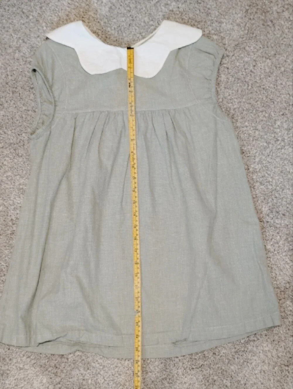 Mabo Light Sage Green Sleeveless Dress with White Peter Pan Collar